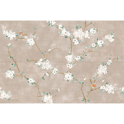 Ceramica Taupe Decorada Flores 40X120Cm Pared GAMAS DE MARRON