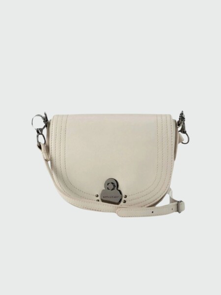 Longchamp -Cartera con solapa de cuero flexible, Cavalcade Beige