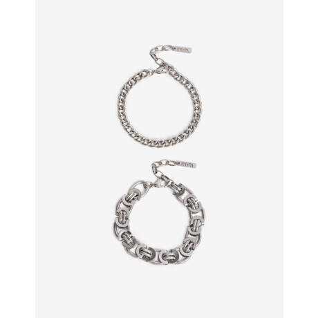 Set De Pulseras Flexible Cadena Plateado Rodio