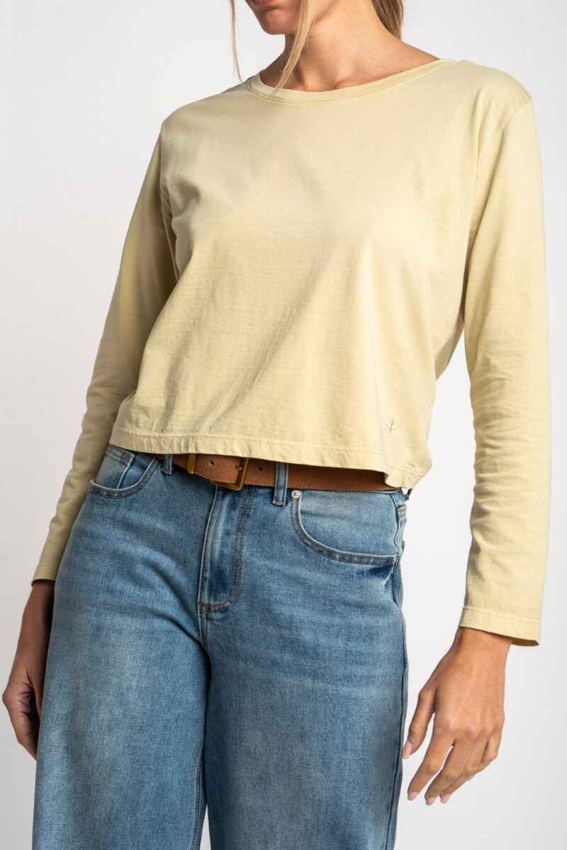 Remera Manga Larga Lavada Pistacho