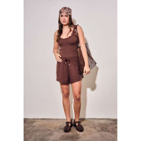Short Con Lino Marron