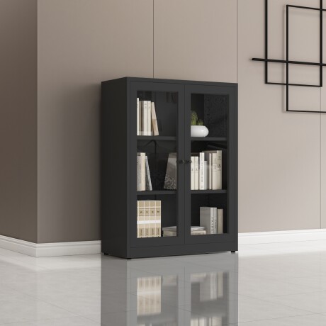 APARADOR 2P VIDRIO METAL NEGRO OLIVIA