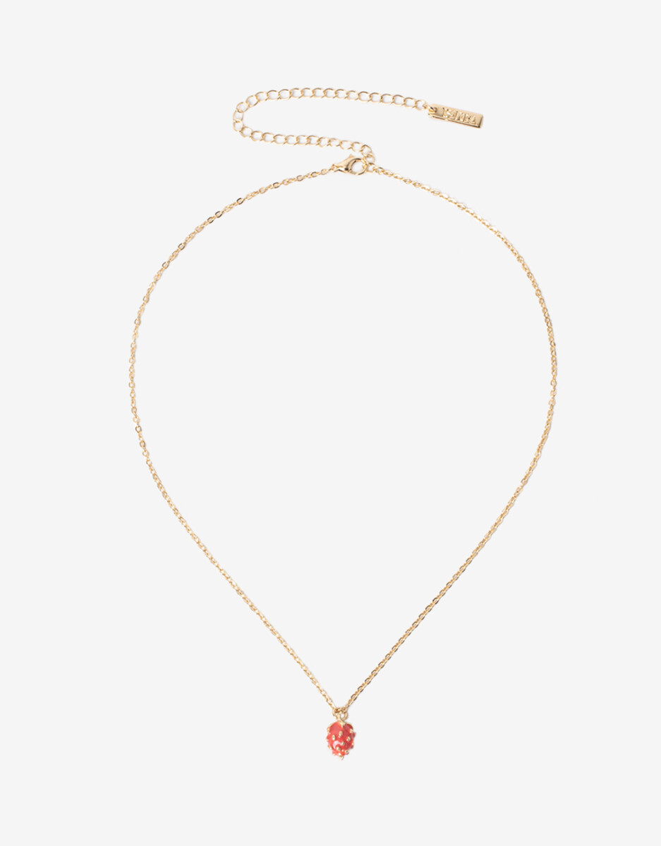 Collar Corto Con Dije Frutilla 