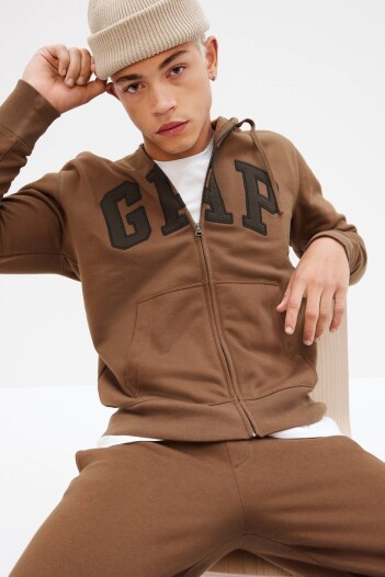 Canguro Con Cierre Logo Gap Con Felpa Hombre Cozy Brown