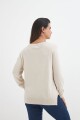 Sweater escote en V liso BEIGE