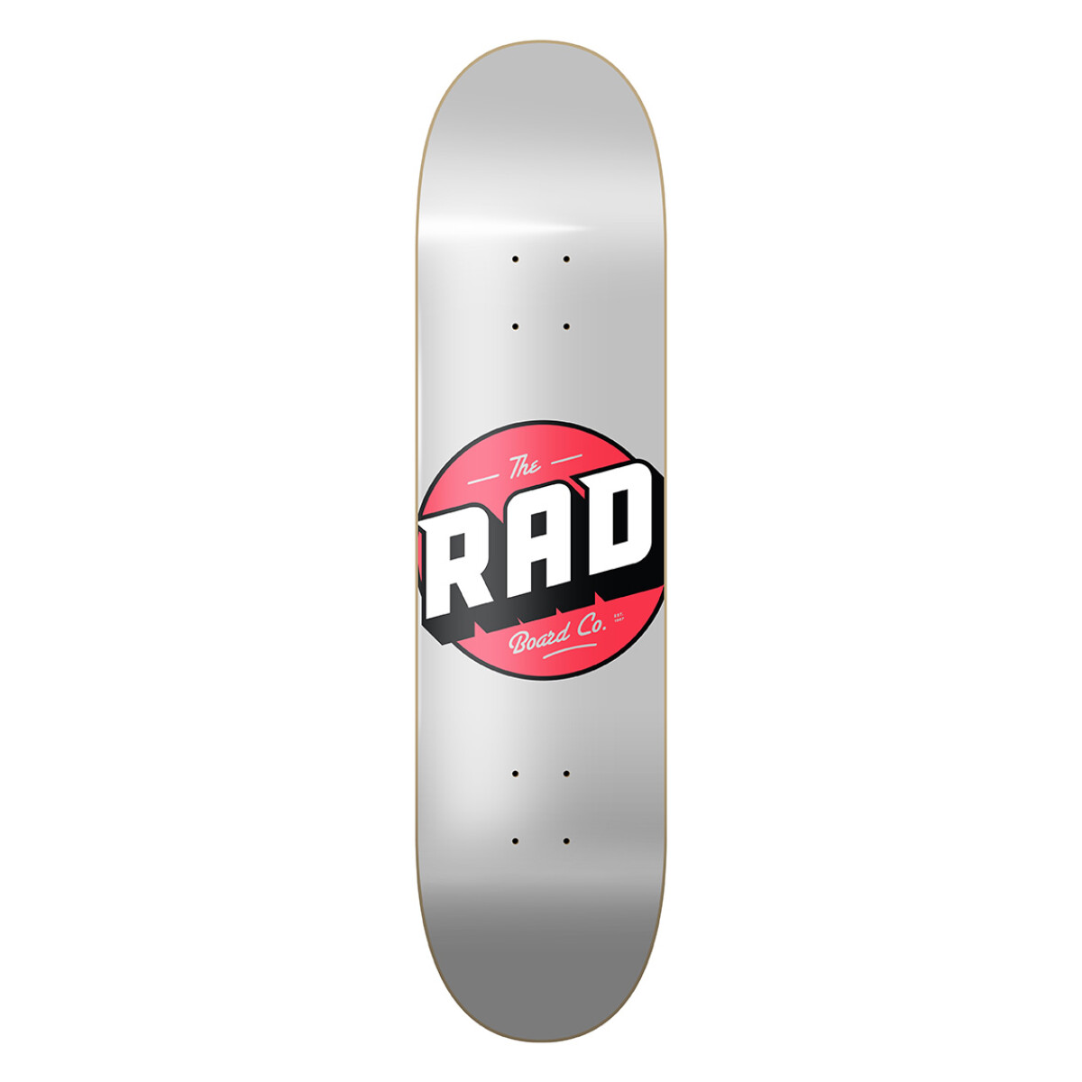 Deck Skate Rad 8.375" - Modelo Solid - Silver / Red (Lija incluida) 