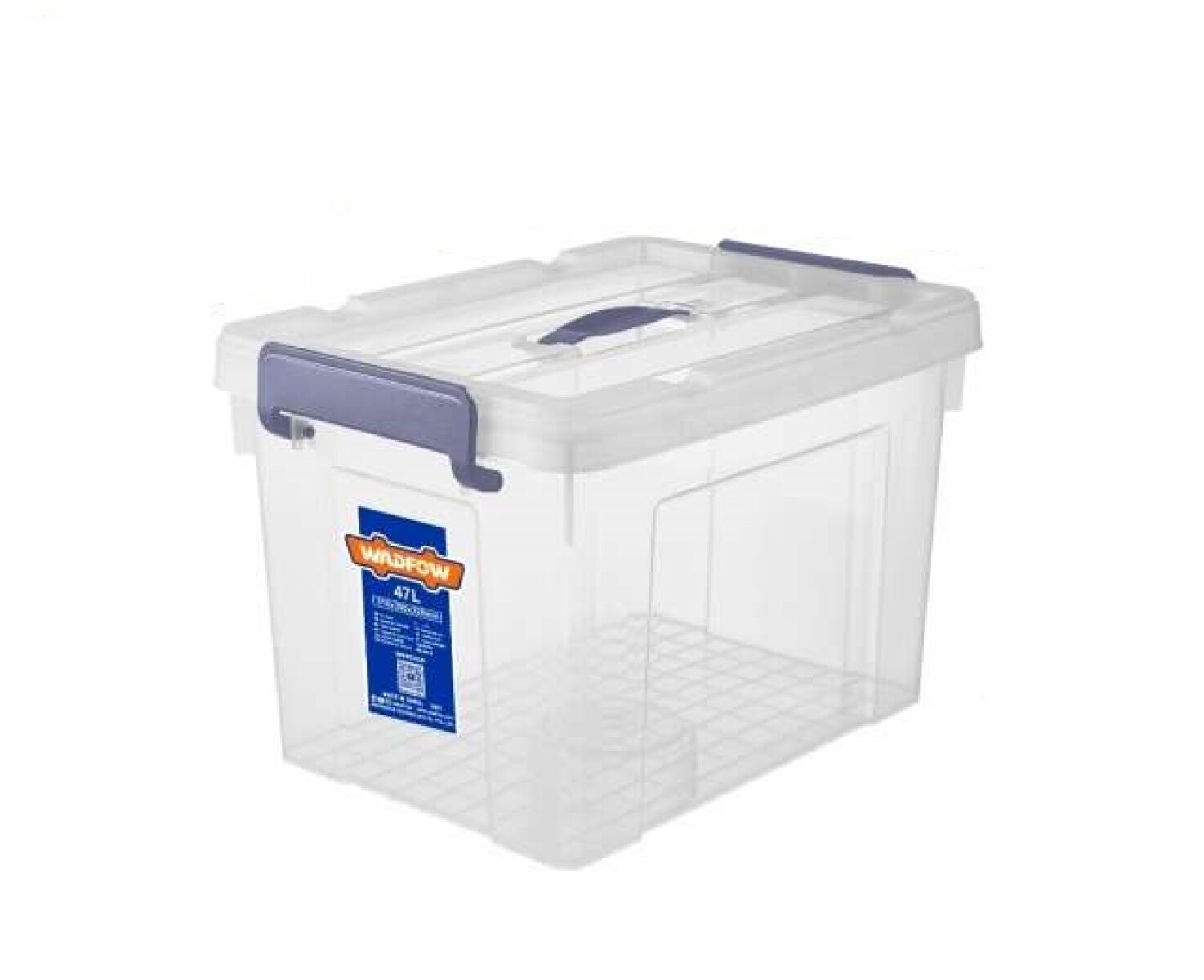 CAJA CONTENEDOR PLASTICO APILABLE TRANSPARENTE 47LT WADFOW WTB2350 