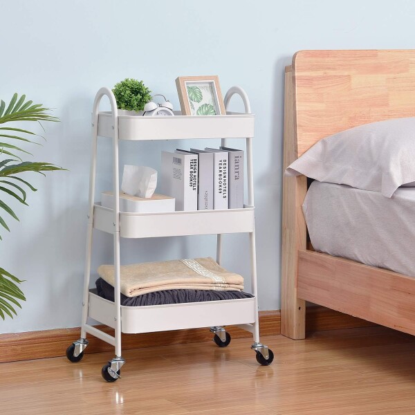 Carro Organizador 3 Estantes Con Ruedas Multiuso Reforzado Color Variante Blanco