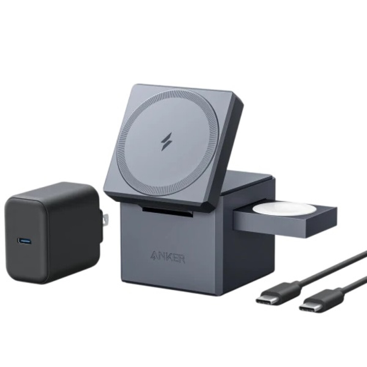 Estación de Carga ANKER 3-in-1 Cube with MagSafe Gray 