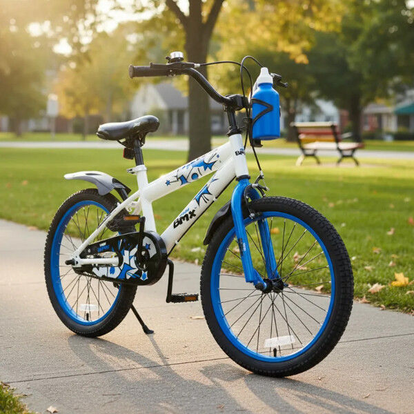 Bicicleta Infantil Rodado 20 Con Rueditas Auxiliares Y Portabotellas Blanco