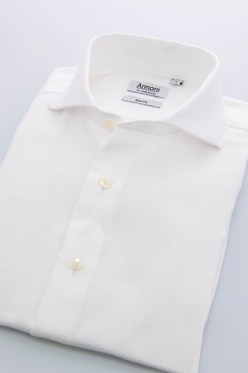 Camisa Annoni Hudson Collar Slim-Fit Blanca