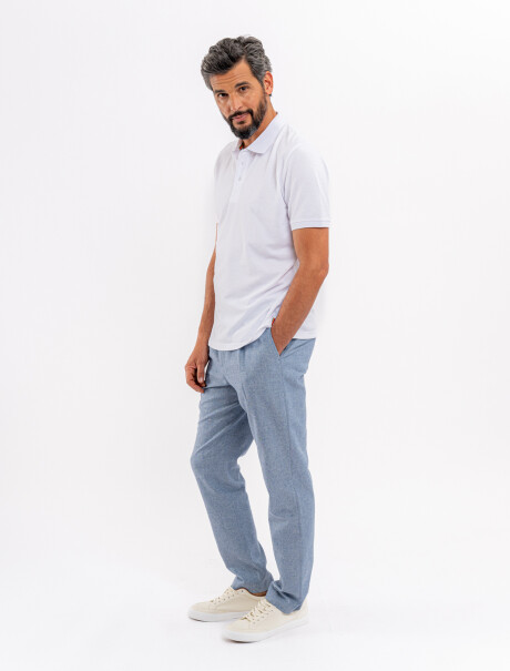 Pantalon lino azul piedra