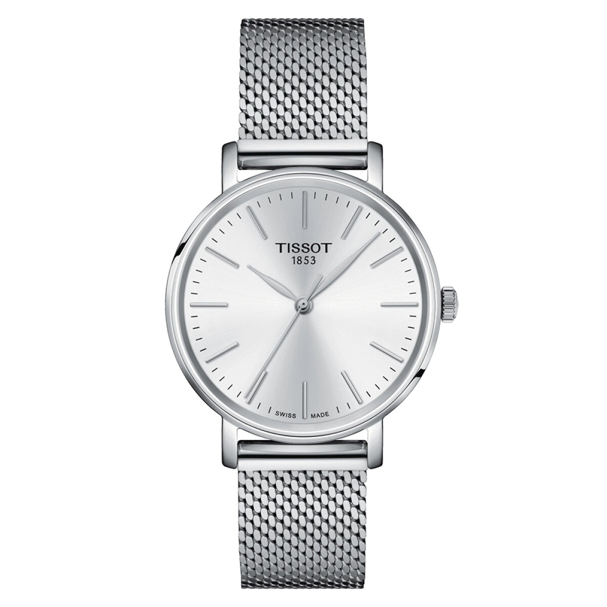 Reloj Tissot Everytime mediano en acero con esfera gris claro 