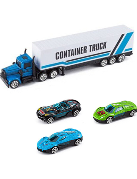 Camión con trailer + vehículos de carreras Camión con trailer + vehículos de carreras