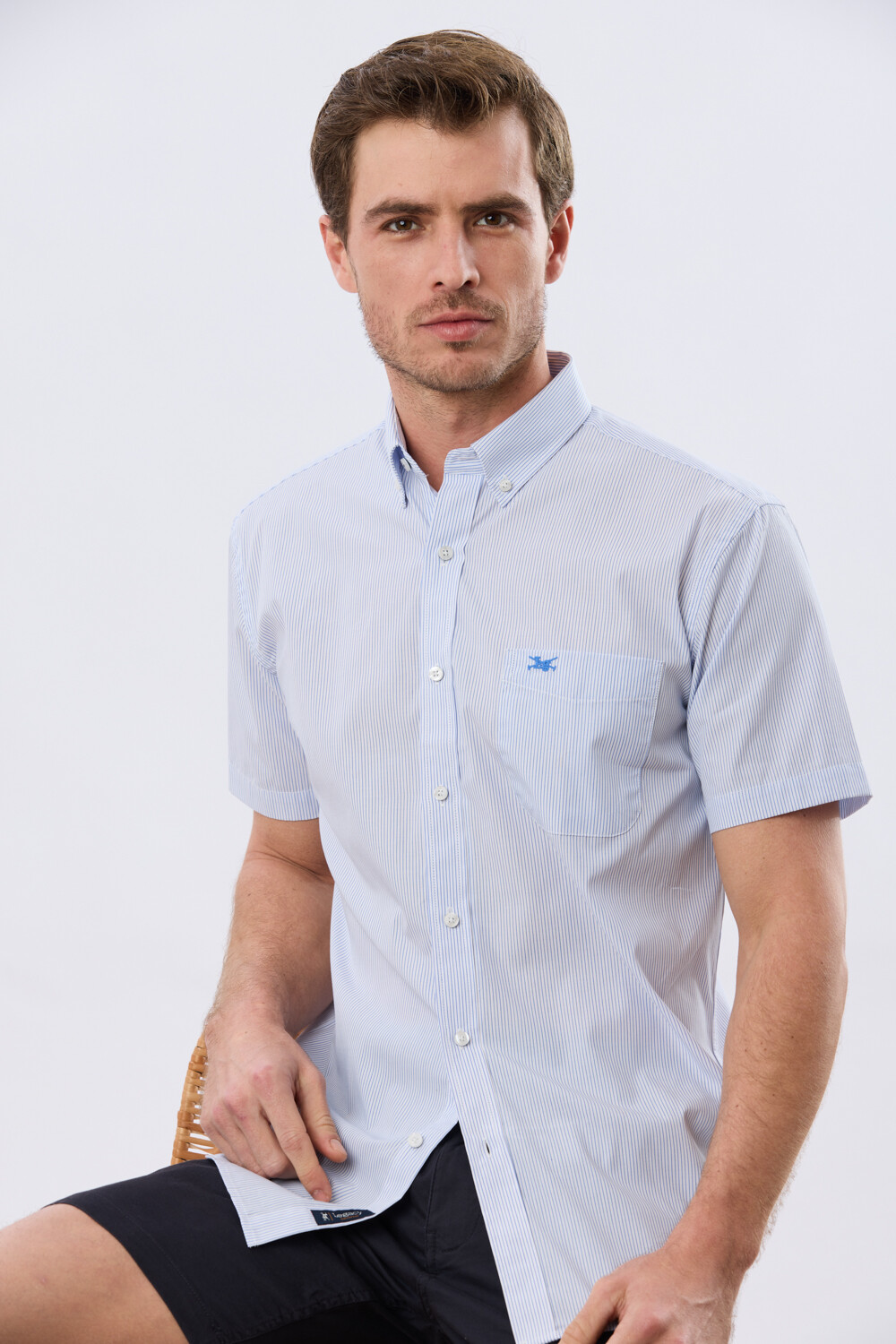 CAMISA RAYADA Celeste