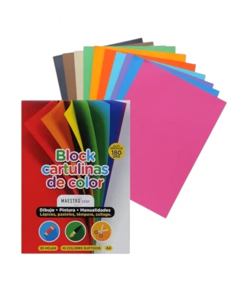 Block c/20 h. Cartulina color maestro a4 - 180grs .- Colores surtidos Block c/20 h. Cartulina color maestro a4 - 180grs .- Colores surtidos