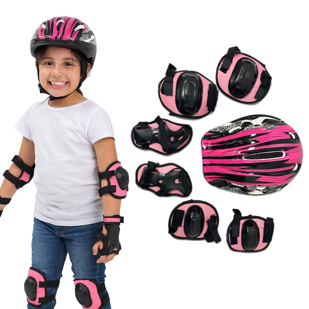Kit De Proteccion Infantil Para Bicicletas 7 Piezas Rosa