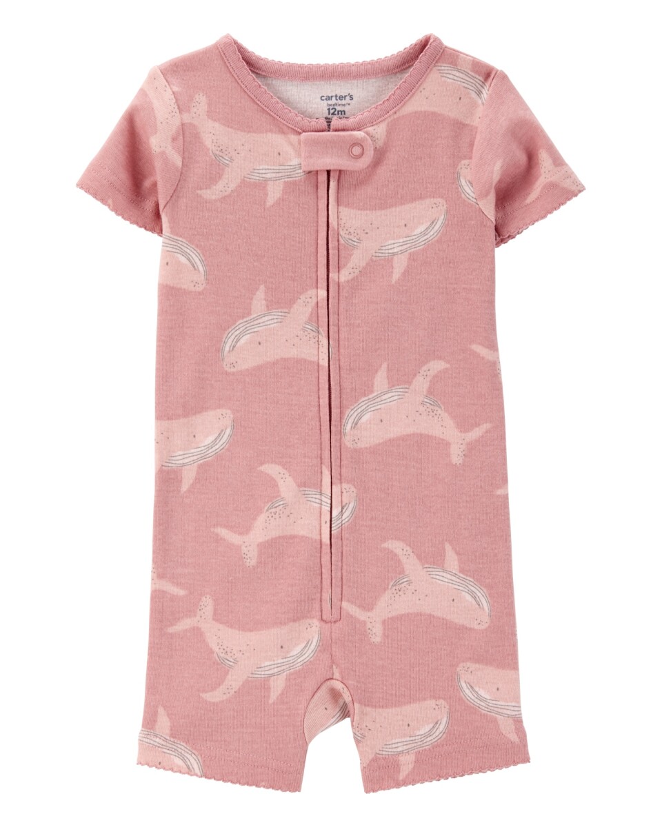 Pijama corto una pieza de algodón, diseño ballenas 