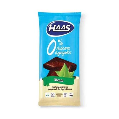 Chocolate Haas Con Menta 0% Azúcar 150 Grs. Chocolate Haas Con Menta 0% Azúcar 150 Grs.
