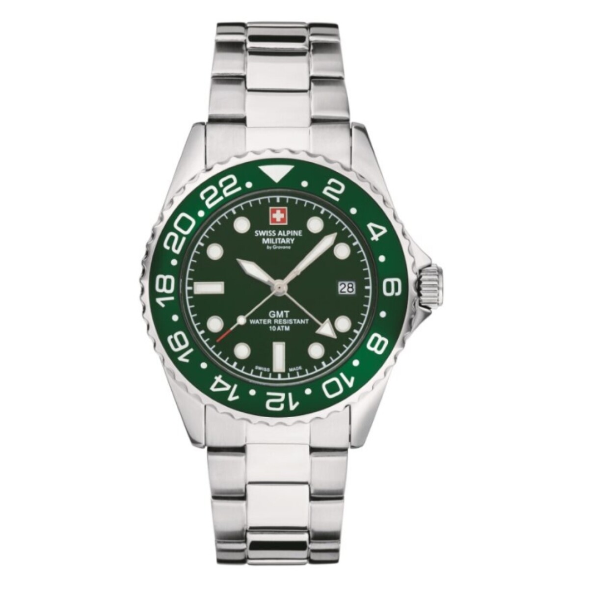 Reloj Swiss Alpine Military Master Diver Gmt 7052.1134 Para Hombre Con Correa De Acero 