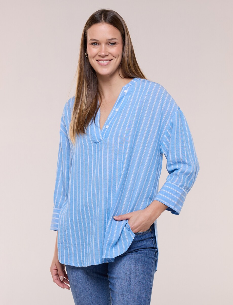 Blusa Lineas - Celeste 