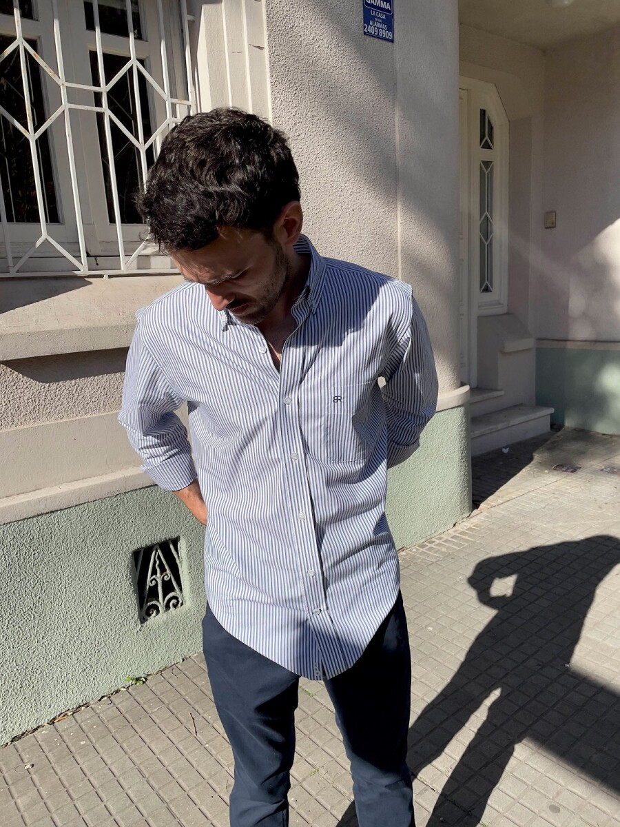 Camisa Rayada - Celeste - Blanco 