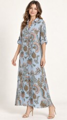 VESTIDO CAMISERO ALLI Celeste