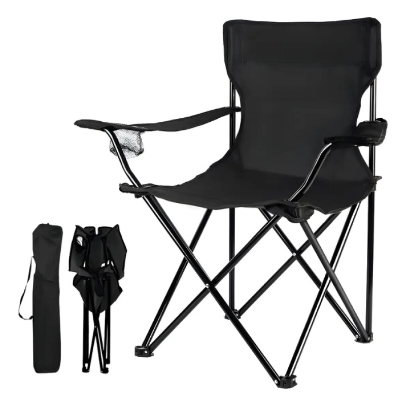 Silla plegable capitán con apoya brazos Negro