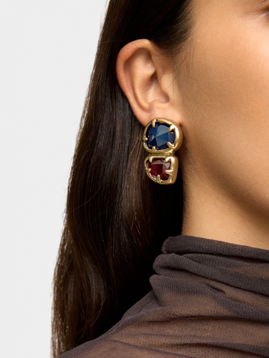 Pendientes De Clip Ovalados multicolor