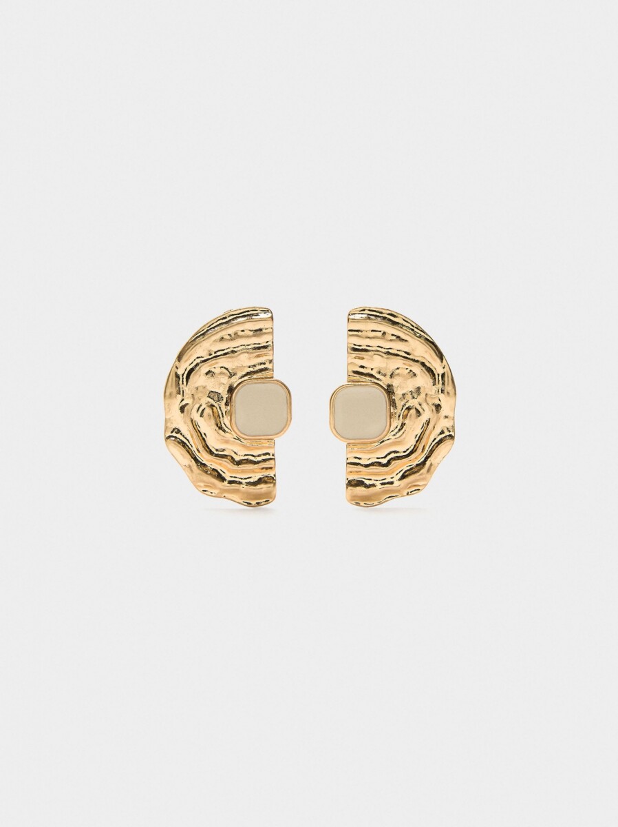 Pendientes Con Resina Efecto Martillado - beige 