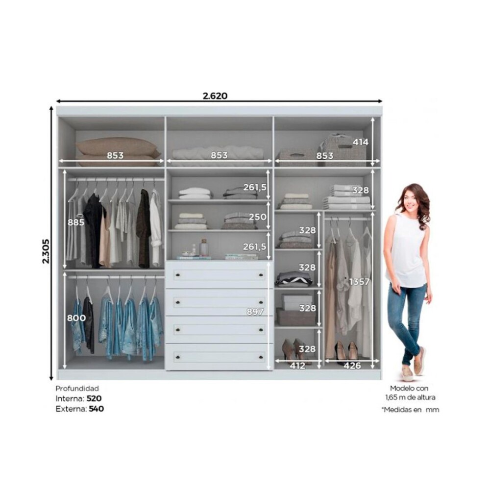 PLACARD ROPERO - 6 PUERTAS MDF-Y-MDP BLANCO AMERICANO PLACARD ROPERO - 6 PUERTAS MDF-Y-MDP BLANCO AMERICANO