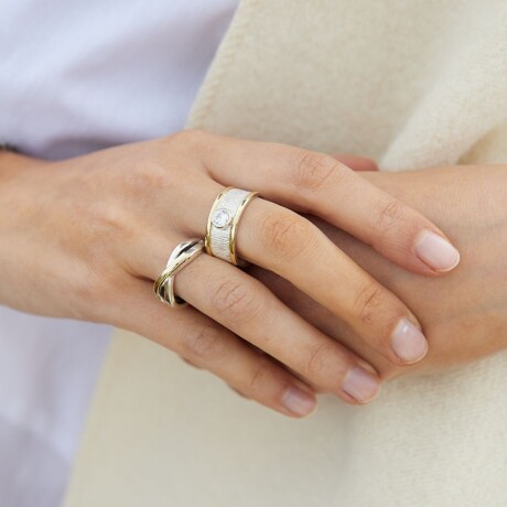 Anillo Positano White - Plata y Oro Anillo Positano White - Plata y Oro