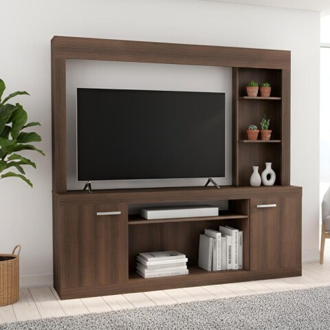 Rack de TV Panelero con Estantes y 2 Puertas - Soporta Televisores de hasta 50" - Color Marrón Rack de TV Panelero con Estantes y 2 Puertas - Soporta Televisores de hasta 50" - Color Marrón