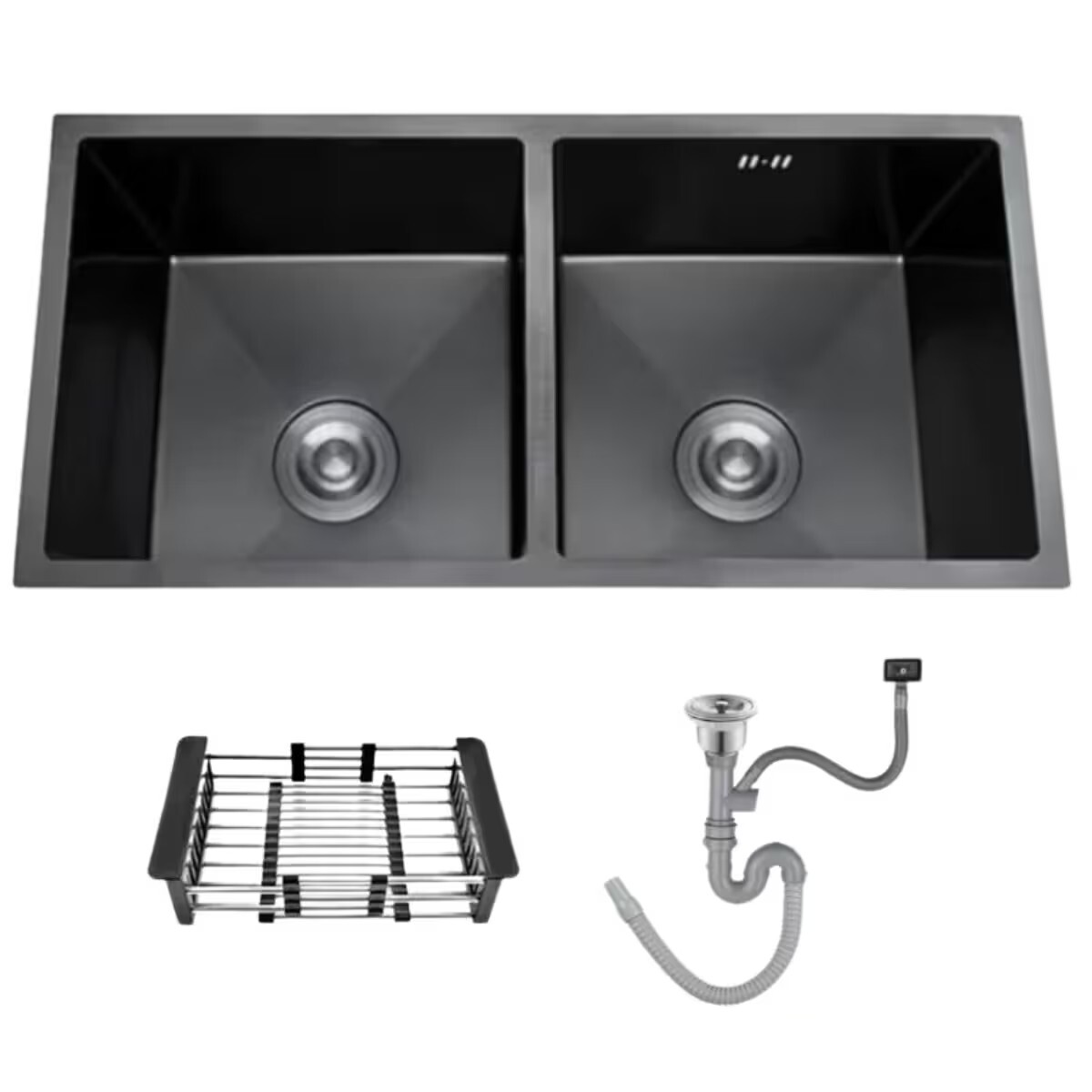 Pileta De Cocina Dream Doble Negra 78x43 Cm 