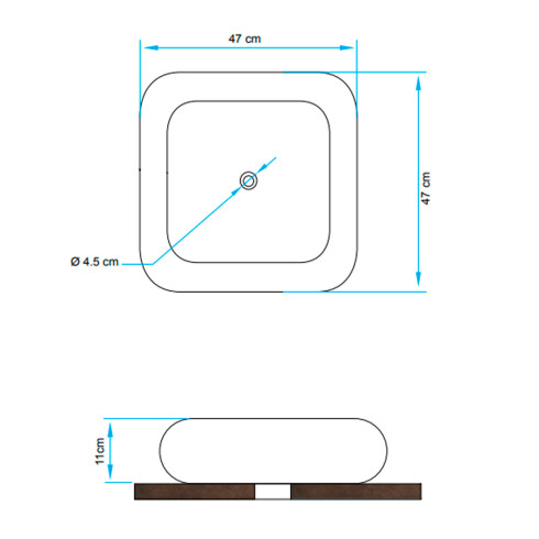 Bacha Cuadrada De Loza Blanca Para Apoyar 47X47X11 000