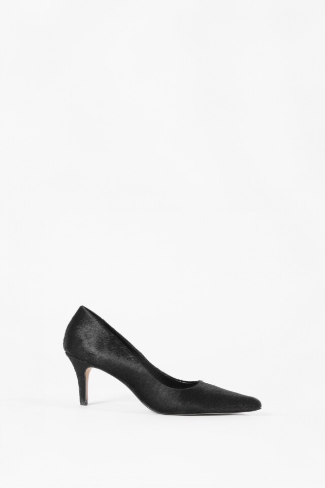 Stiletto Amelia de cuero pelo negro
