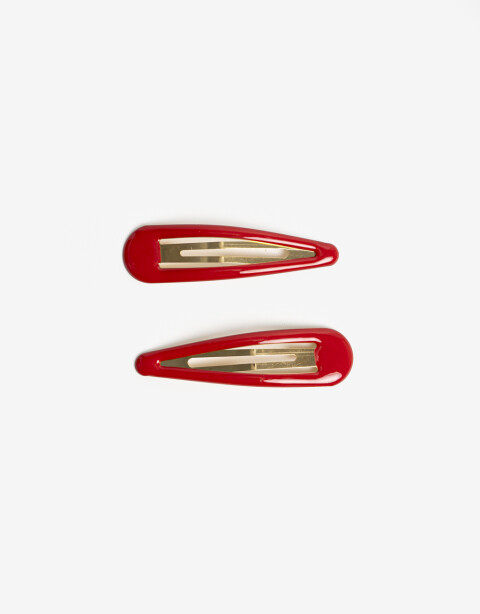 Horquillas Set Acrilico Set De 2 Hebillas Tic Tac Xl - Rojo Medio