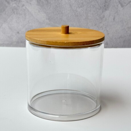 Frasco Organizador Acrilico Tapa Bambu Diametro 9cm x Alto 11cm Frasco Organizador Acrilico Tapa Bambu Diametro 9cm x Alto 11cm