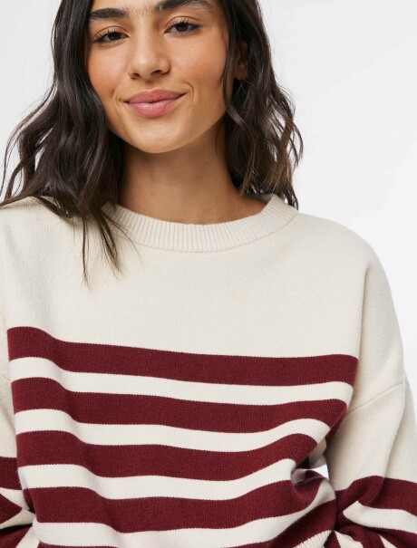BUZO TEJIDO A RAYAS - BORDEAUX BEIGE