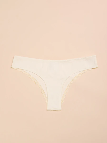 Bikini rib poliamida lisa ecru Crudo