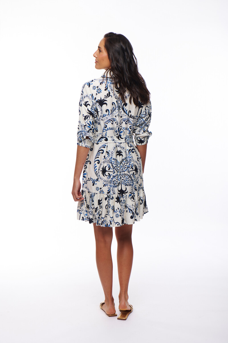 VESTIDO LEXY ESTAMPADO BLANCO Y AZUL