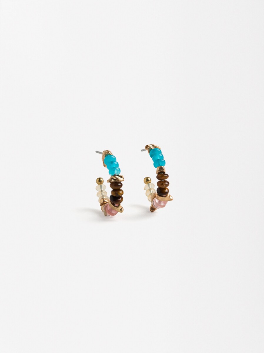 Aros Abiertos Con Piedras - multicolor 
