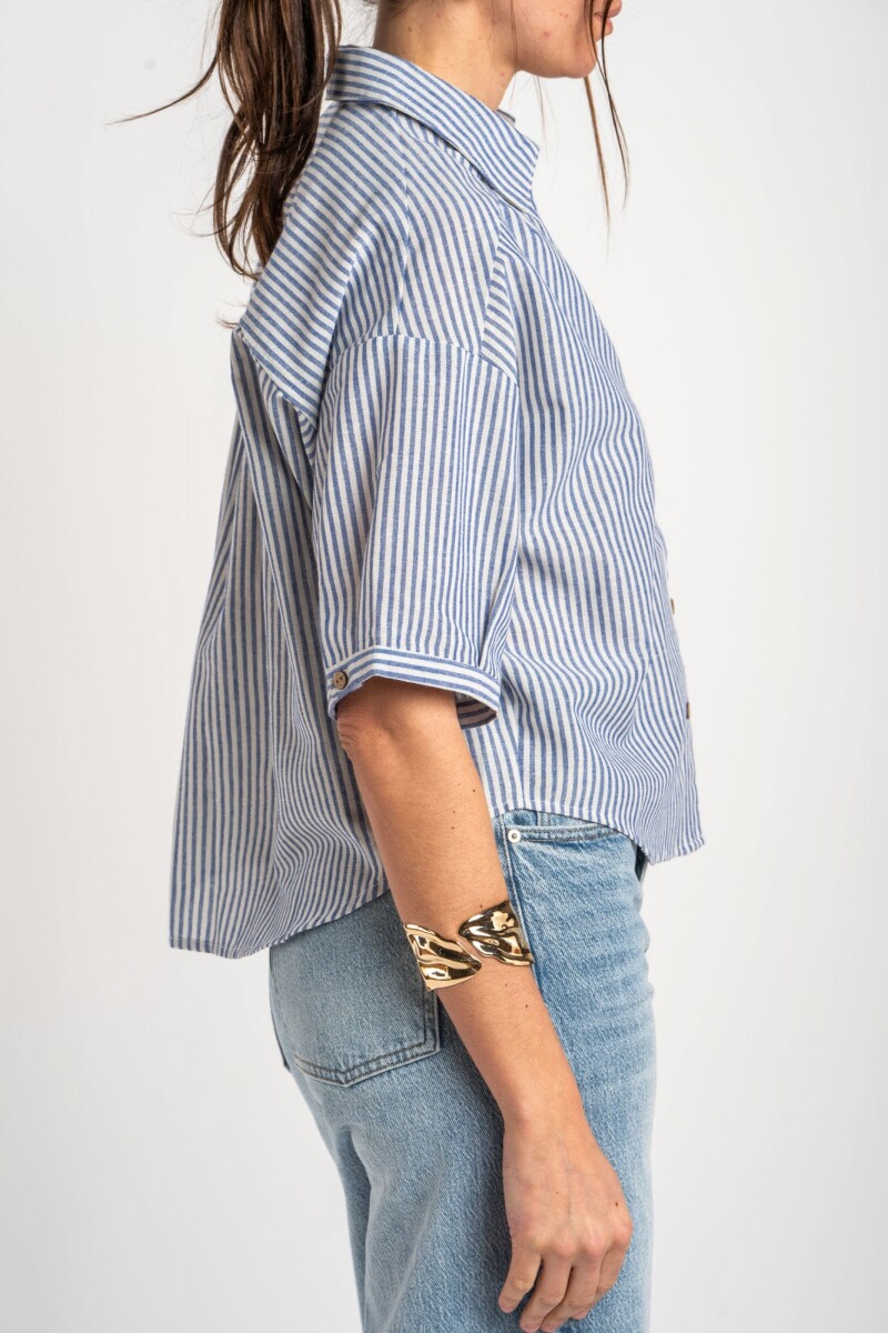 Camisa Rayada Azul
