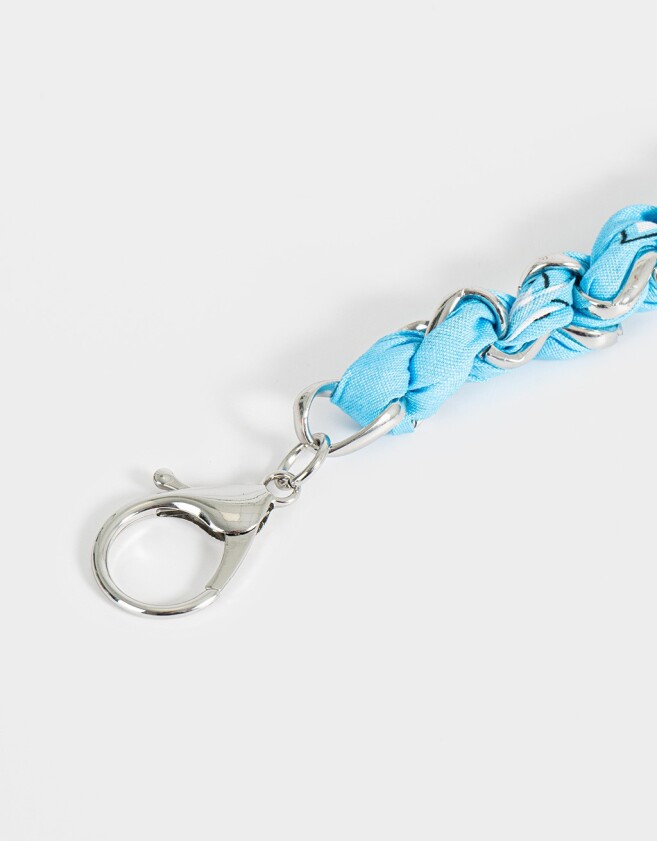 Llavero Metal Llavero Y Charm Con Trenza Bandana - Azul Celeste