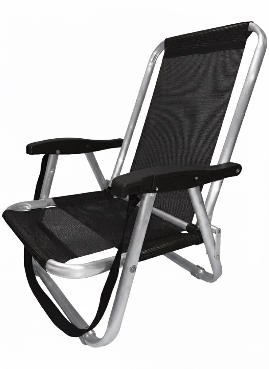 Silla Baja Playa, Pesca Buzios C/correa En Aluminio Apta 120kg - NEGRO 