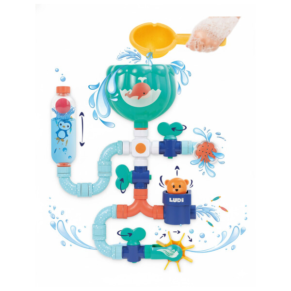 Jugete De Ducha Infantil Didactico Circuito De Agua Niños Color Celeste