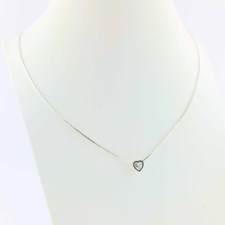 Conjunto de cadena de plata 925 con colgante pasante de circonias Corazon