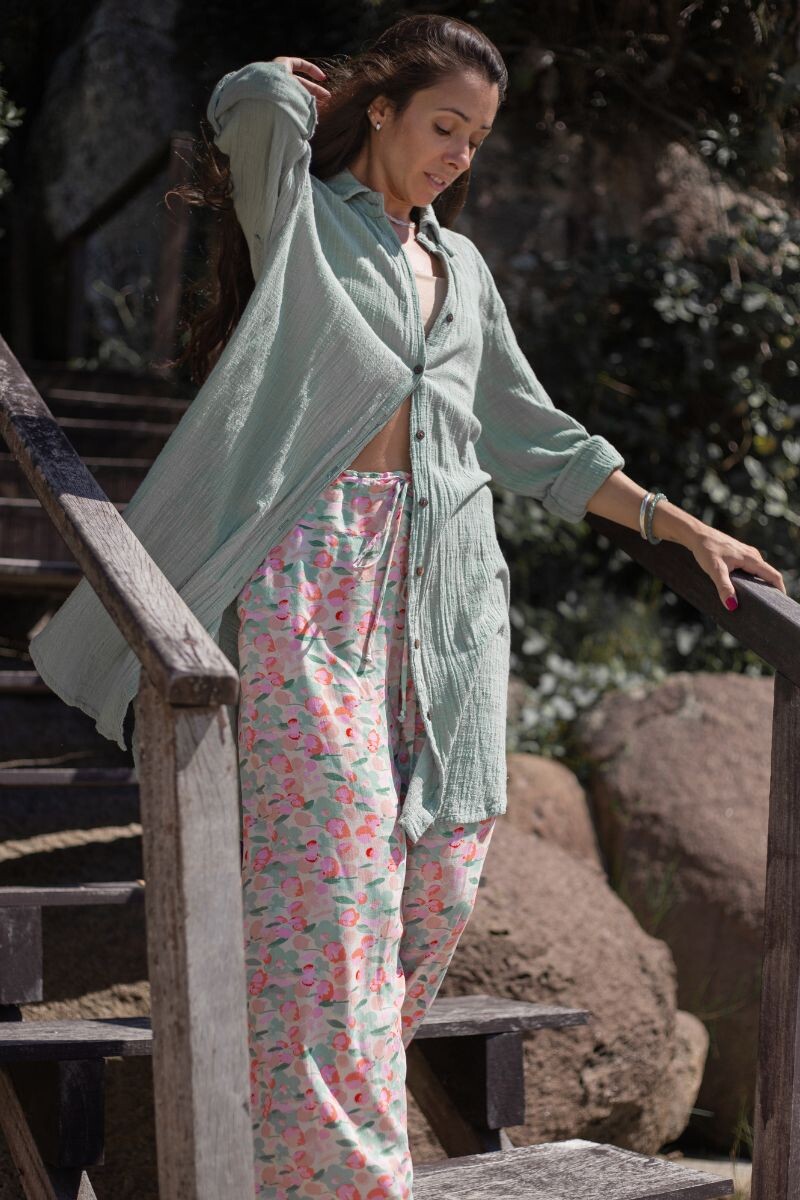 Babucha de rayòn Rosa con verdes