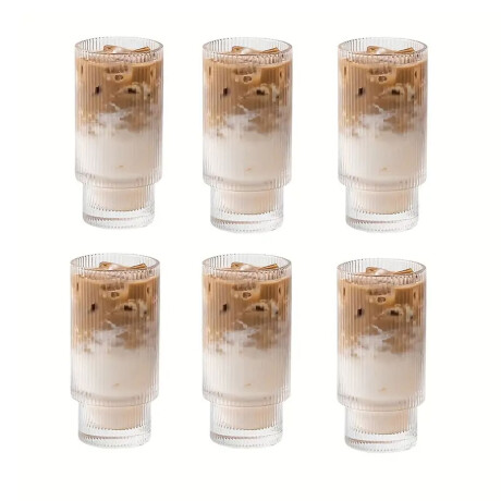 Set X6 Vasos Line 380Ml para Agua Refresco Bebidas en Vidrio Transparente