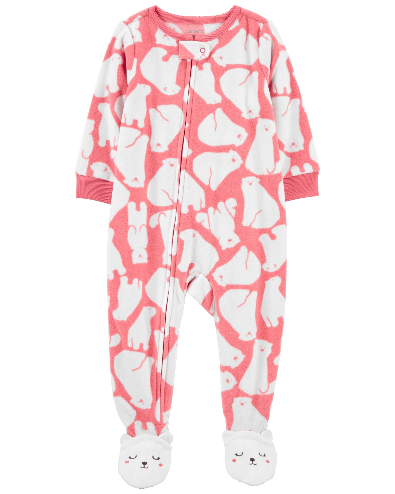 Pijama una pieza de micropolar con pie y diseño oso polar 0